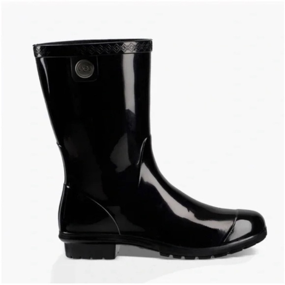 UGG Sienna Rain Boot Waterproof Black High-Gloss Finish Size 9 NEW - Picture 15 of 15